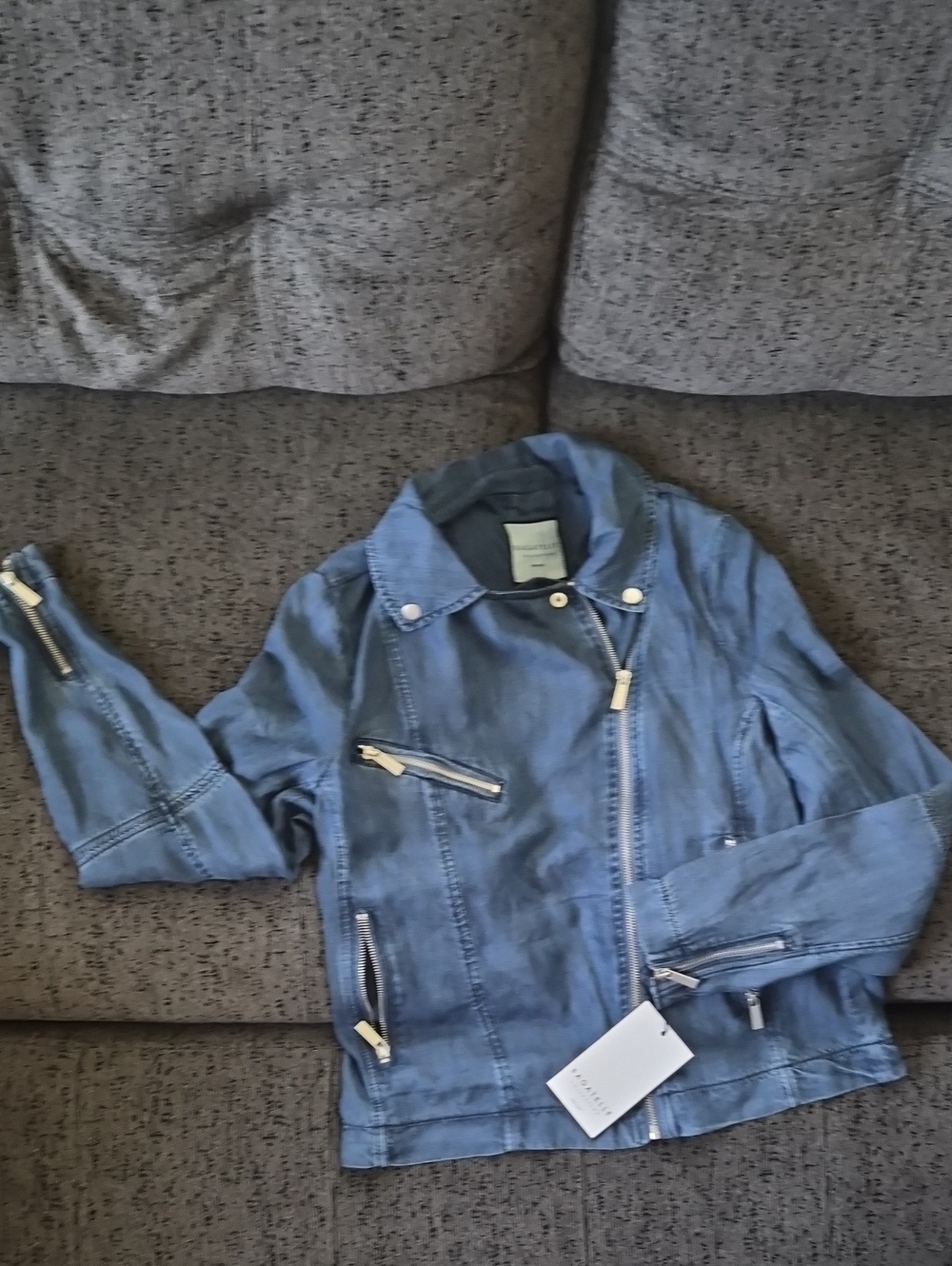 bagatelle Blue Denim-Style Moto Jacket